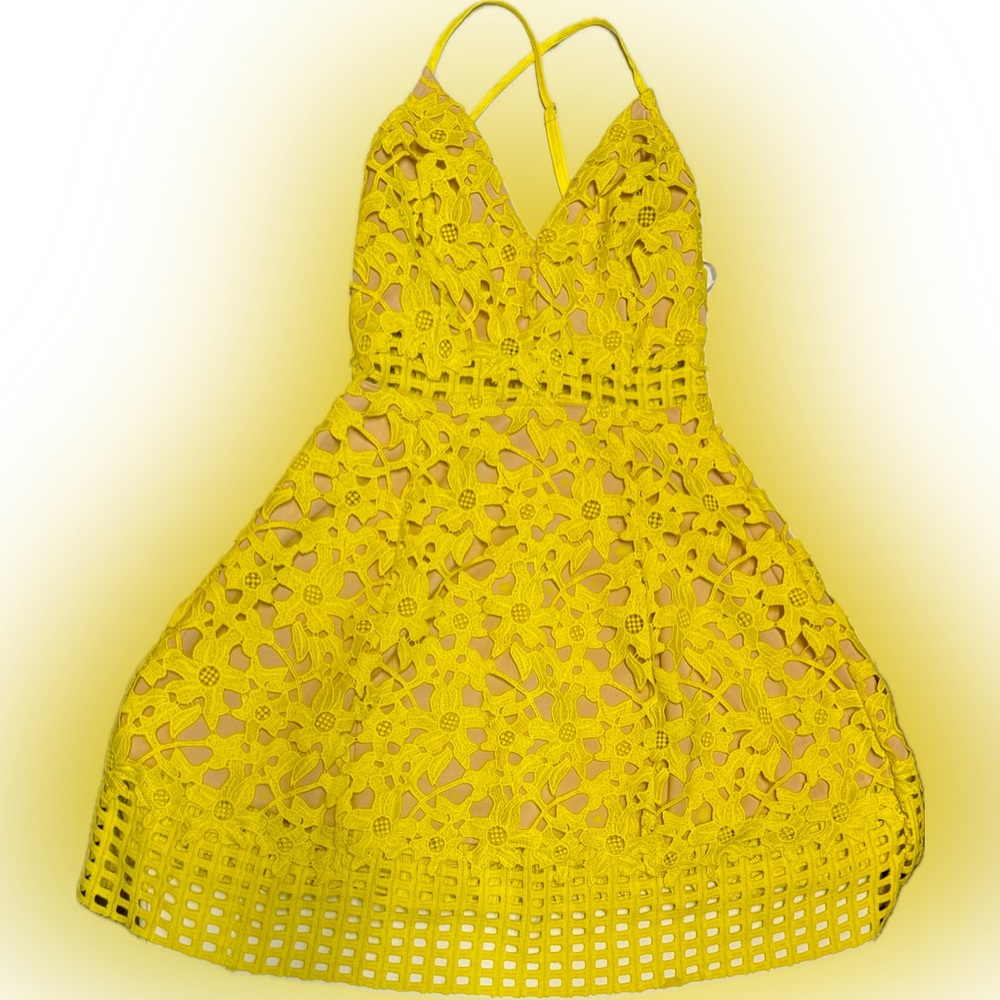Lovers + Friends Vibrant Yellow Lace  Bellini Dress | Sz XS